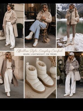 White Puffer Ivylee Copenhagen Moon Boots size 6 leather new price firm!!